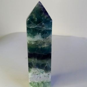 Beautiful Feather Fluorite with Druzy and Rainbows Crystal Tower.